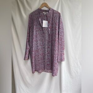 Diane Von Furstenberg Rospo Womens Crepe Collared Button Shirt Dress Pink Size L